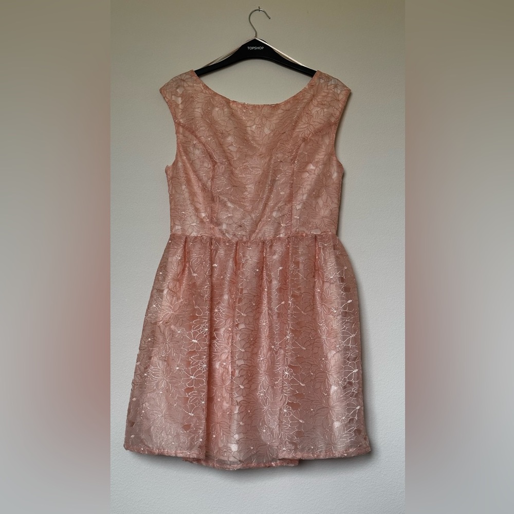 TOPSHOP | Embroidered Floral | Peach Pastel dress 👗 Size: 8